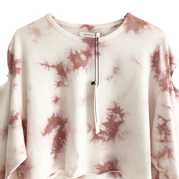 Mustard Seed Tie Dye Cream Pink Cold Shoulder Sweatshirt Size Small NWT - Picture 2 of 9